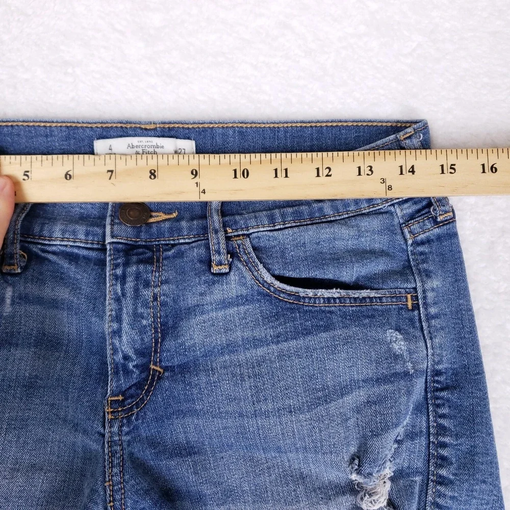 Abercrombie Fitch Distressed Jean Shorts Rolled Hem Casual Grunge Women Size 4 - Picture 2 of 9